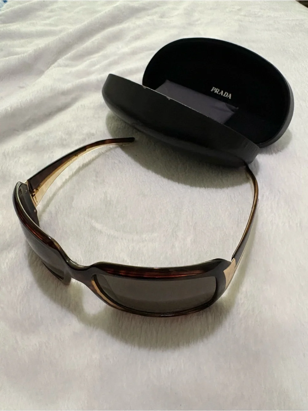 Prada Black and Brown Gradient Shield Sunglasses